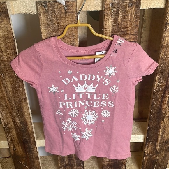 The children’s Place Tee girls short sleeve pink Daddys little princess top 4T - Picture 1 of 6